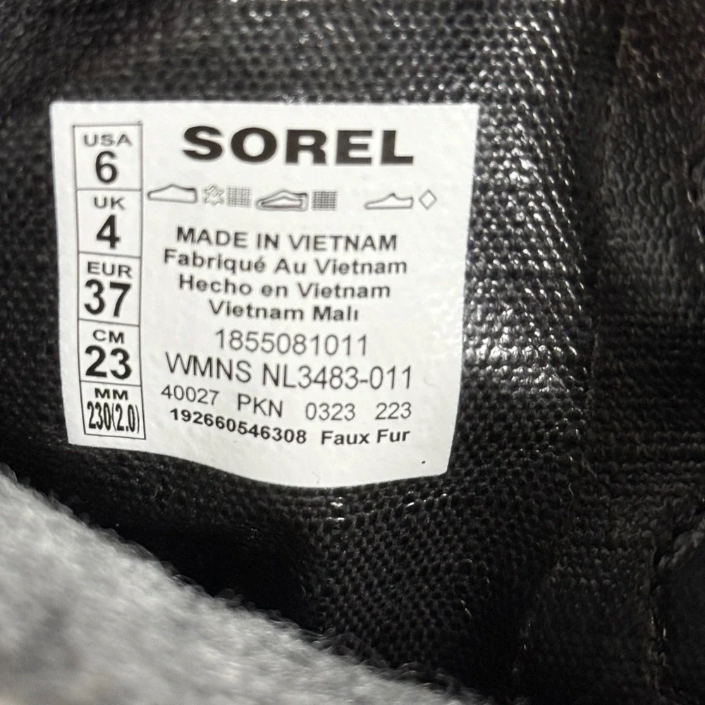 Sorel Winter Carnival Waterproof Snow Boots Black Stone NL3483-011 Womens 6